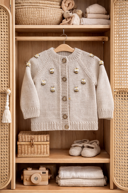 Bee Romper & Cardigan for 6-12 M Newborn Baby, Romper Set