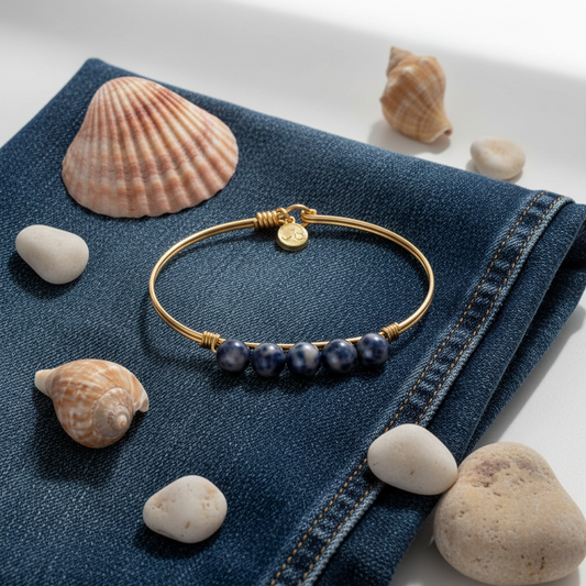 Stone Wash Beaded Bangle Bracelet