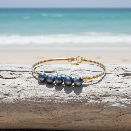 Stone Wash Beaded Bangle Bracelet