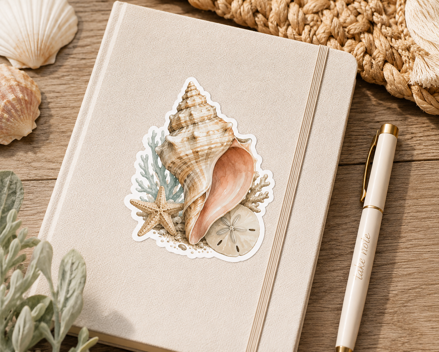 "COMING SOON" Coastal Conch Shell Sticker
