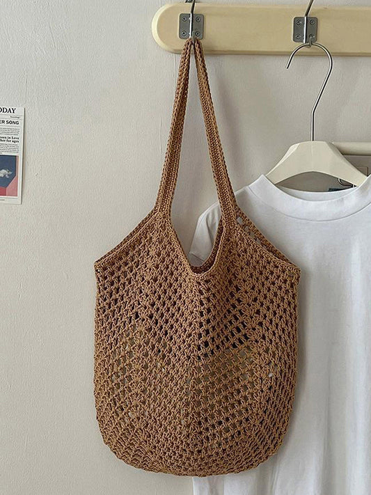 Cotton Woven Openwork Beach Tote Bag