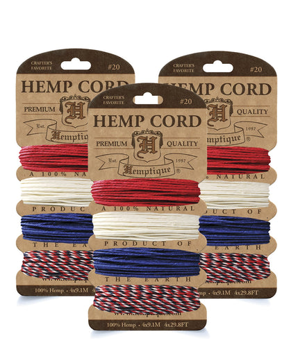 #20 (1mm) Hemp Cord 4-Color Card Value Packs