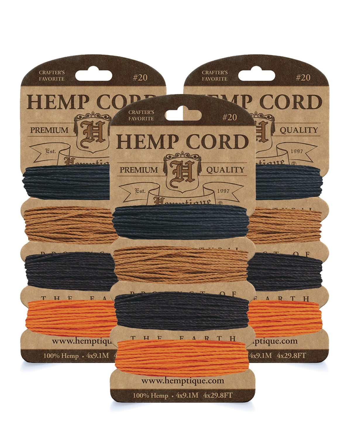 #20 (1mm) Hemp Cord 4-Color Card Value Packs