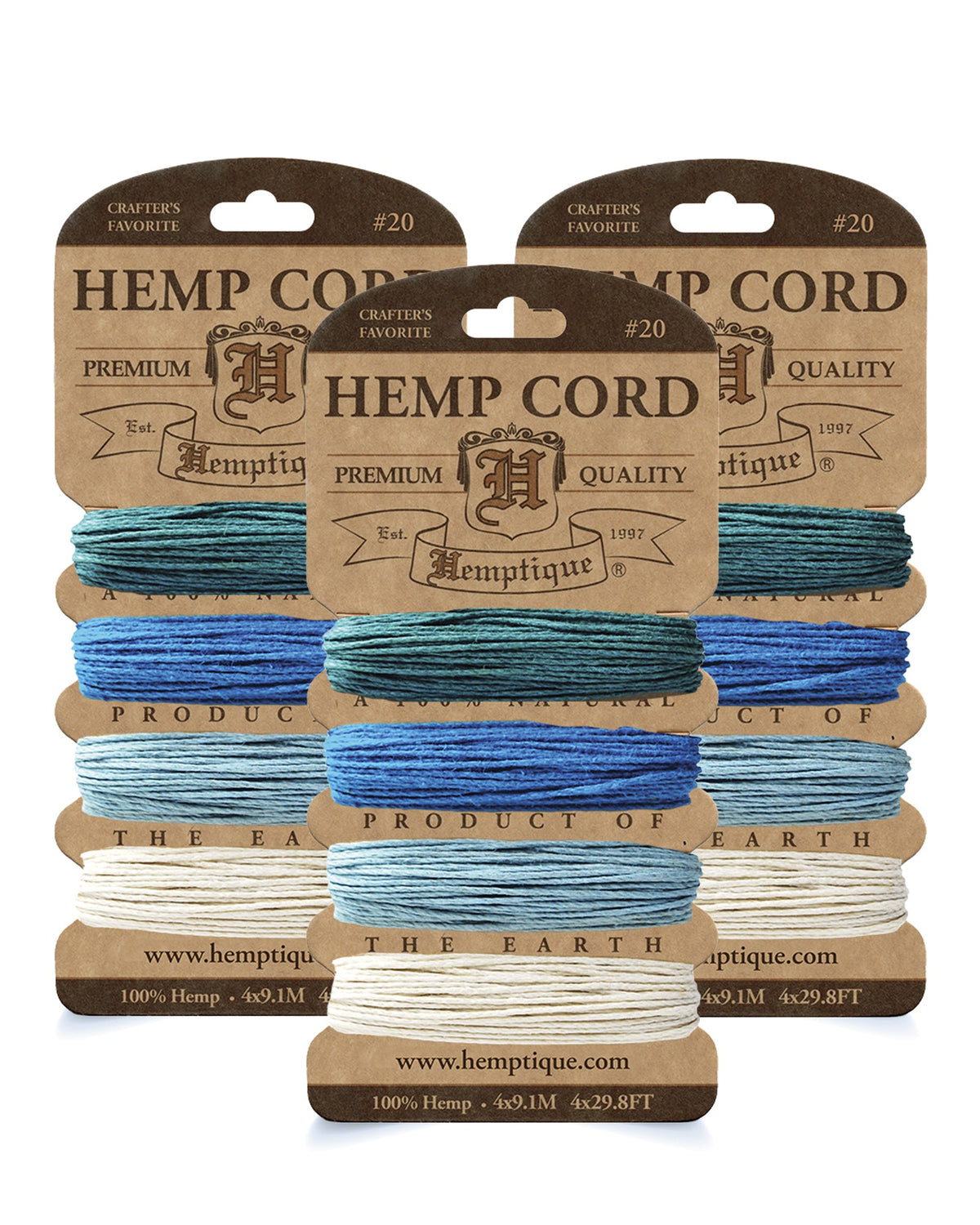 #20 (1mm) Hemp Cord 4-Color Card Value Packs