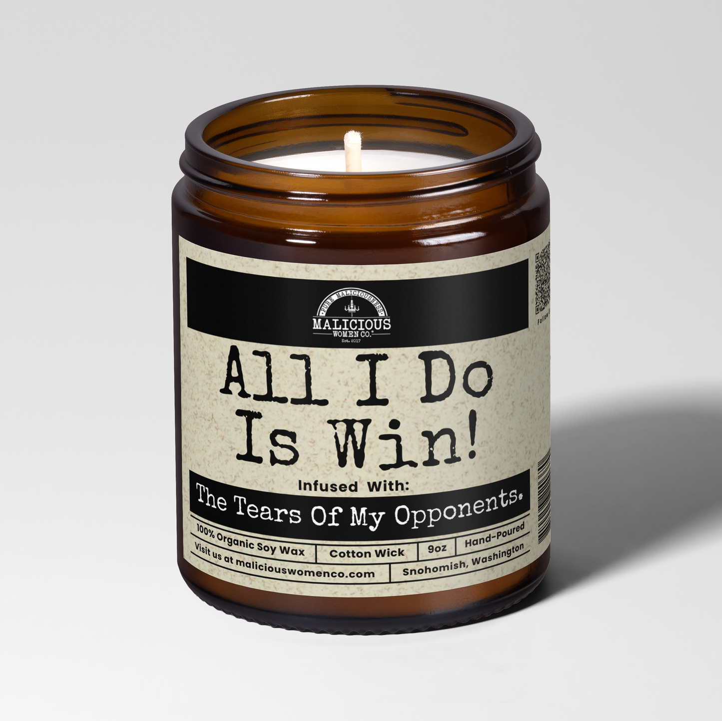 All I Do Is Win | 9oz Funny Candle | Malicious Women Co