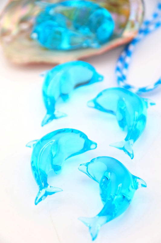 Aqua Blue Dolphin Resin Pendant, 45mm, 1 Charm