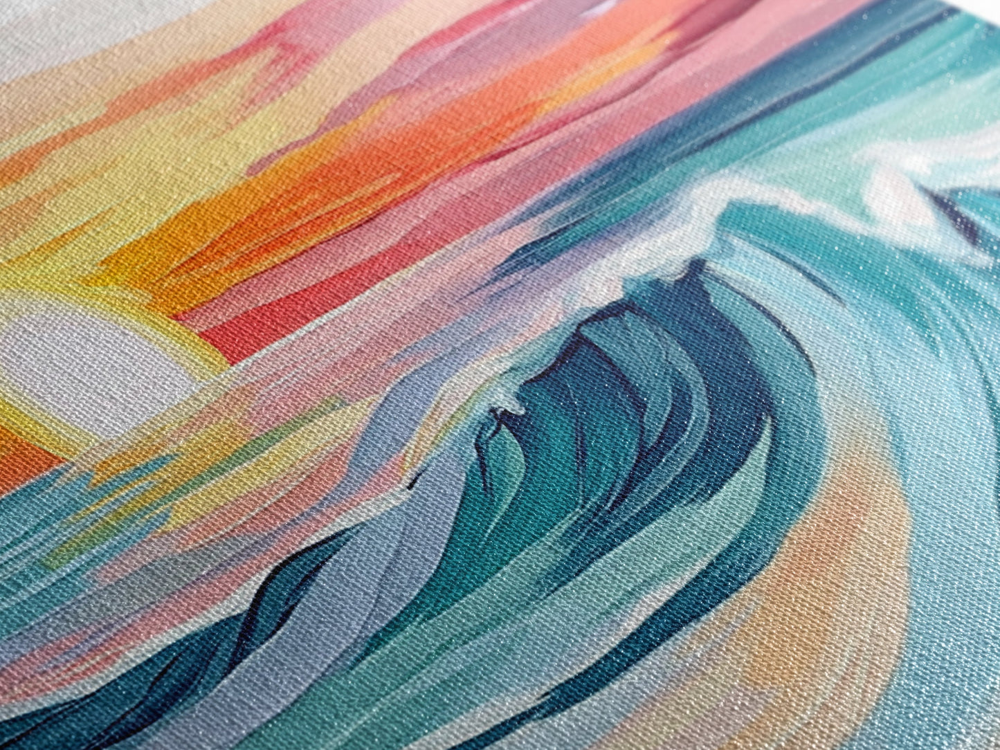 Sunset Wave, Surf Art, Coastal Painting, Nautical Wall Art, Ocean Art, Horizontal Wall Art, Framed Canvas Print, Beach Decor