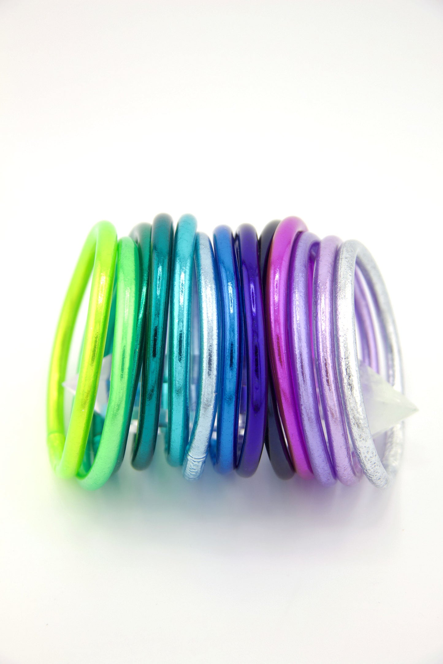 Aurora Borealis Set Thai Buddhist Temple Bracelets, Mantra Bangle, Thick, Sizes Available