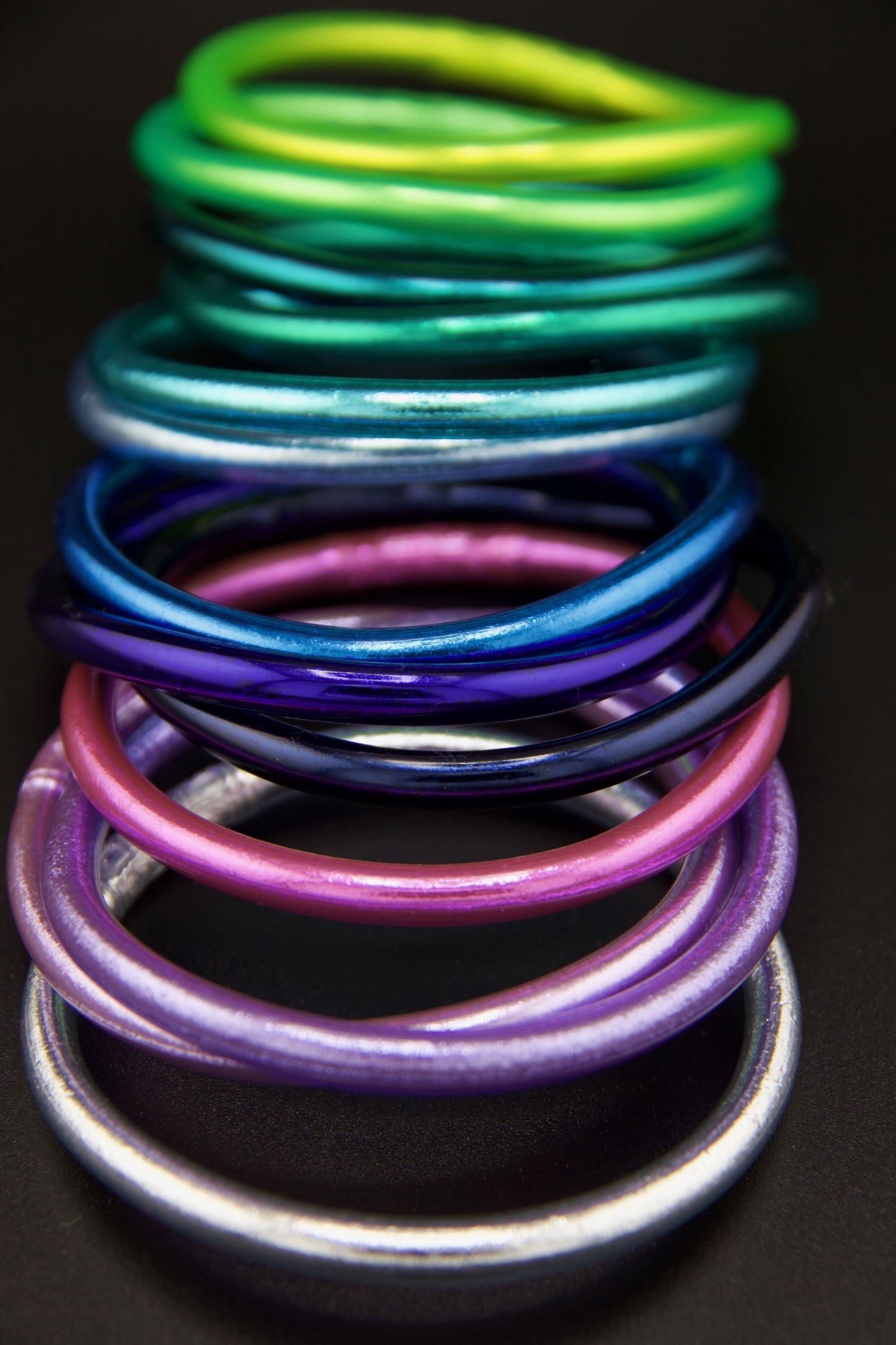 Aurora Borealis Set Thai Buddhist Temple Bracelets, Mantra Bangle, Thick, Sizes Available