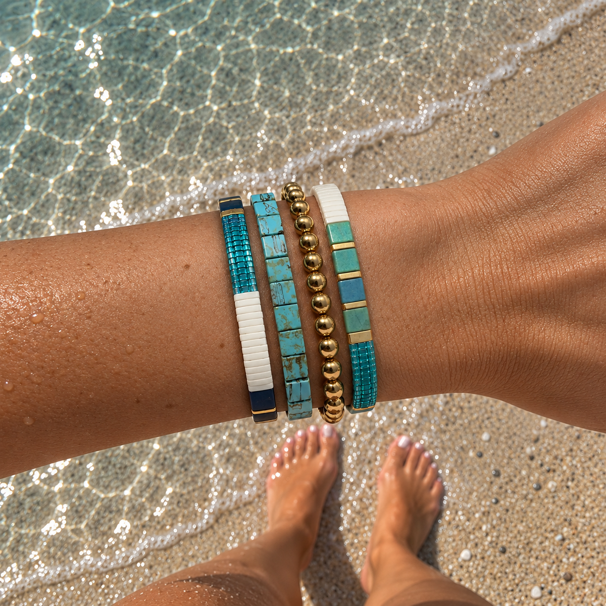 RADIANCE - 4 Tila Bead Bracelet Stack