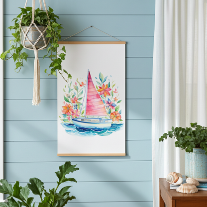 Blossom Bay Sailboat Poster with Hanger