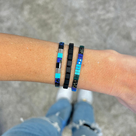 DESCEND - 3 Tila Bead Bracelet Stack