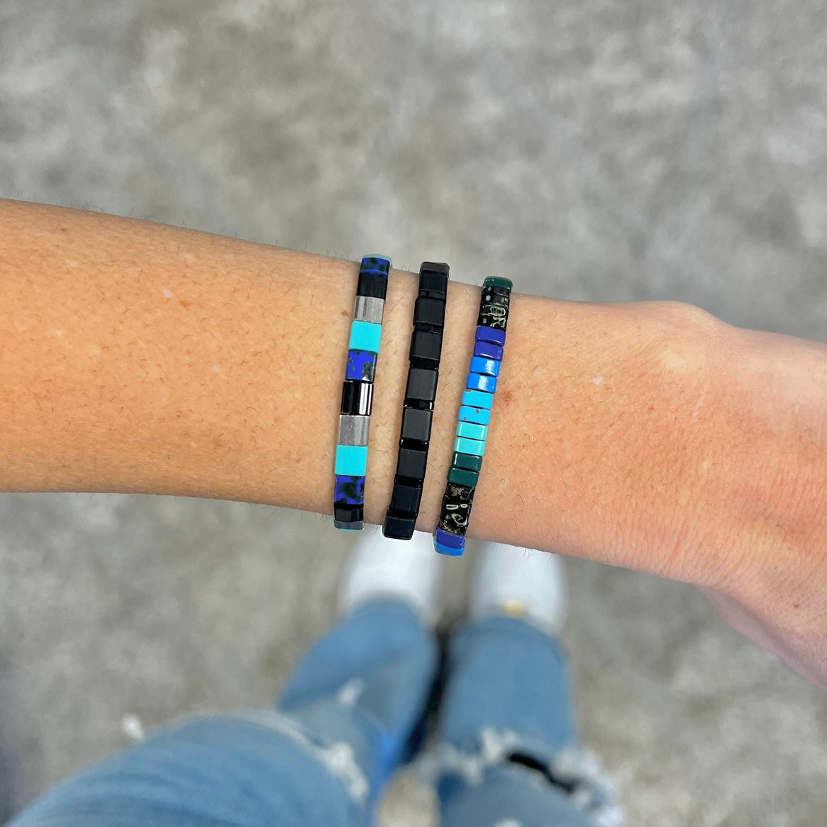 OCEAN DESCENT - 3 Tila Bead Bracelet Stack