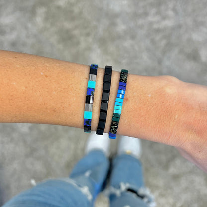 OCEAN DESCENT - 3 Tila Bead Bracelet Stack