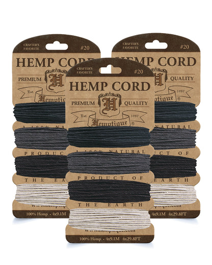 #20 (1mm) Hemp Cord 4-Color Card Value Packs