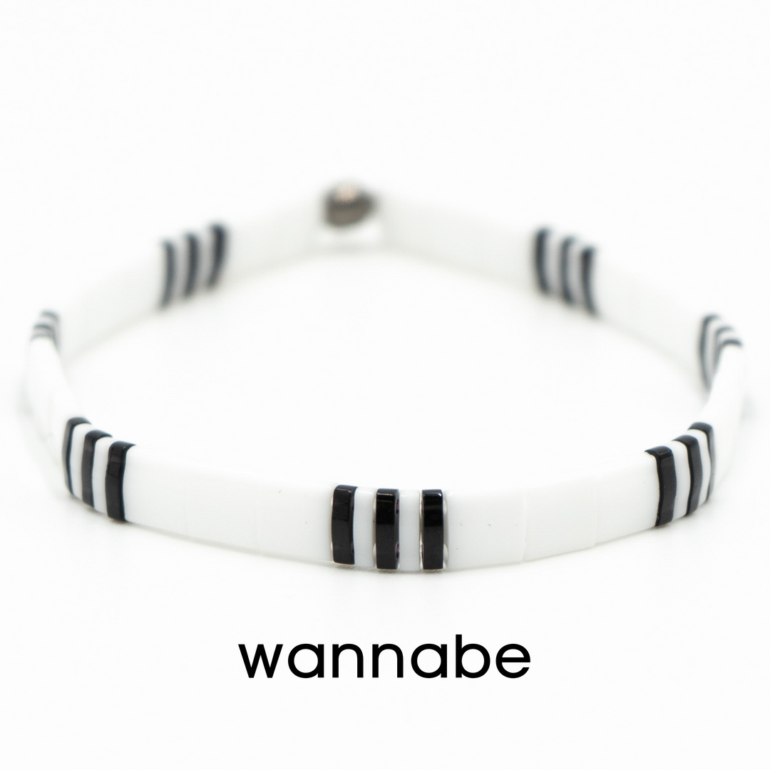 BLACK & SILVER - Tila Bead Bracelets