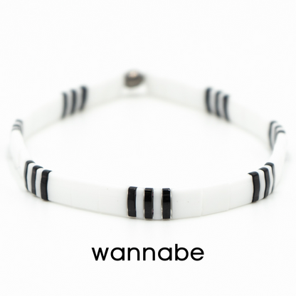 BLACK & SILVER - Tila Bead Bracelets