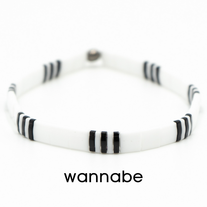 BLACK & SILVER - Tila Bead Bracelets