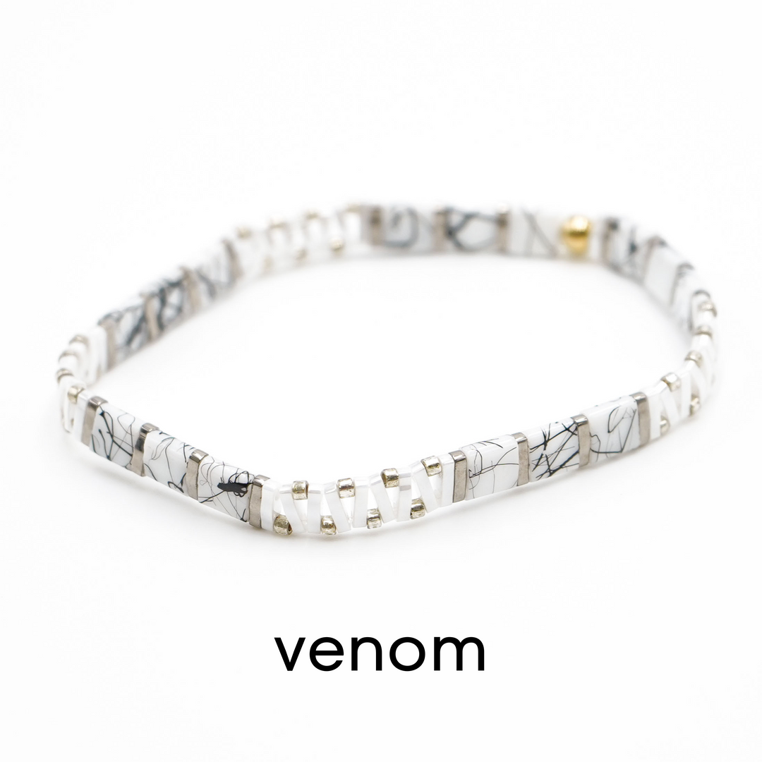BLACK & SILVER - Tila Bead Bracelets