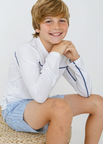 Boys White Sport Zip Top