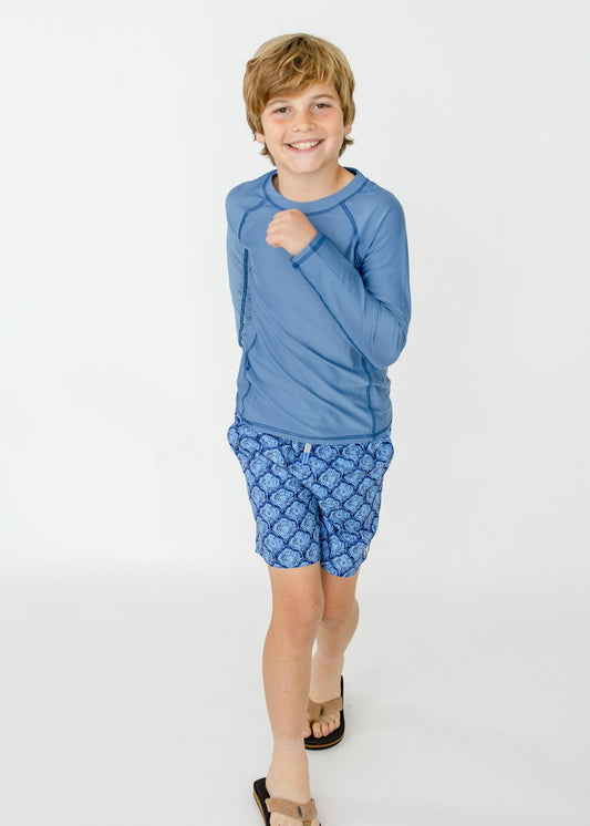 Boys Light Blue Long Sleeve Rashguard