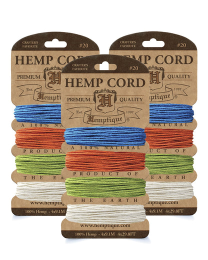 #20 (1mm) Hemp Cord 4-Color Card Value Packs