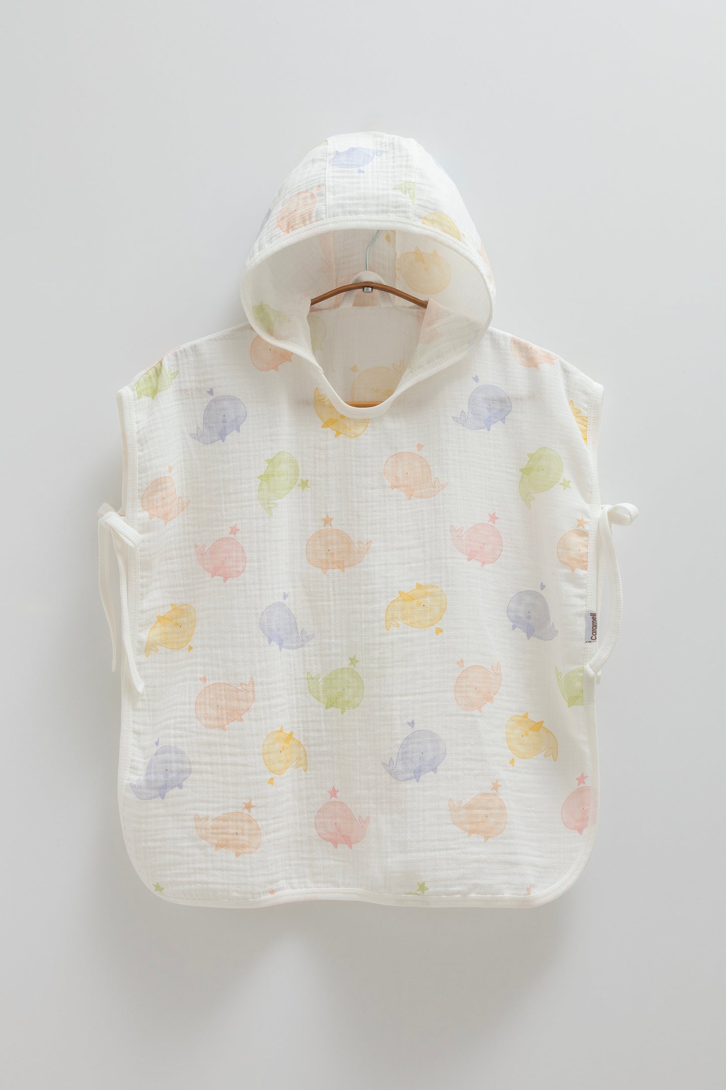 Whale Muslin Poncho-Ecru
