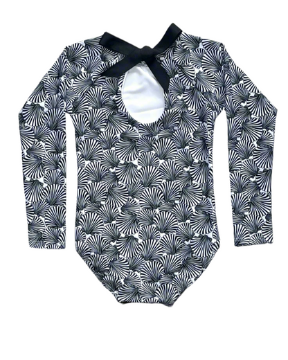 Seashells Girl Long Sleeve One Piece with Bow
