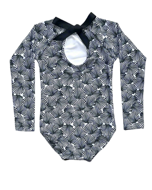 Seashells Girl Long Sleeve One Piece with Bow