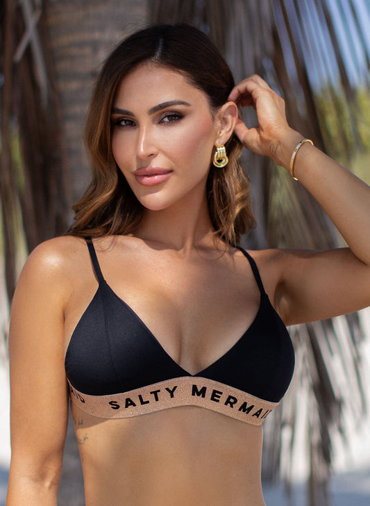 Banded Triangle Bikini Top - 2.0 | My Private Jet Black / Rose Gold
