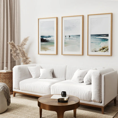 Navy Blue Watercolor Beach House Decor. Set of 3 Wall Art