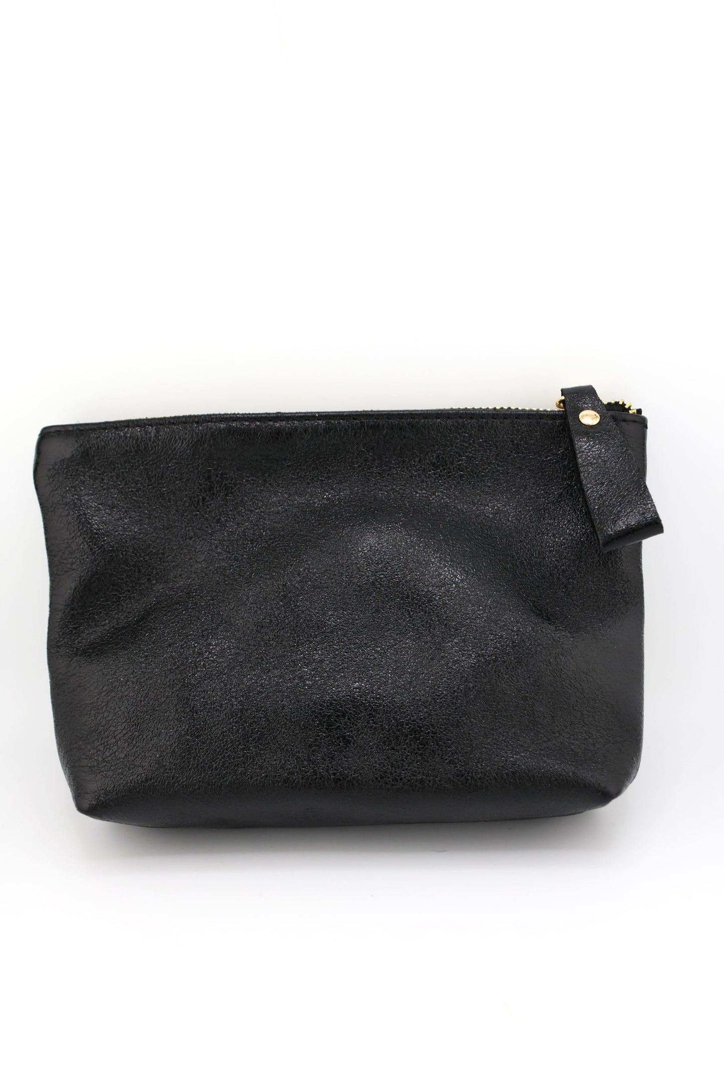Metallic Italian Leather Zipper Pouch, Purse, 8" Soft Real Leather, Assorted Colors