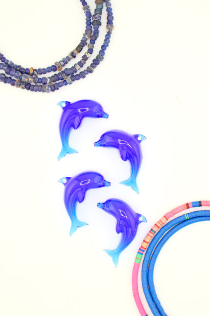 Cobalt Blue Dolphin Resin Pendant, 45mm, 1 Charm