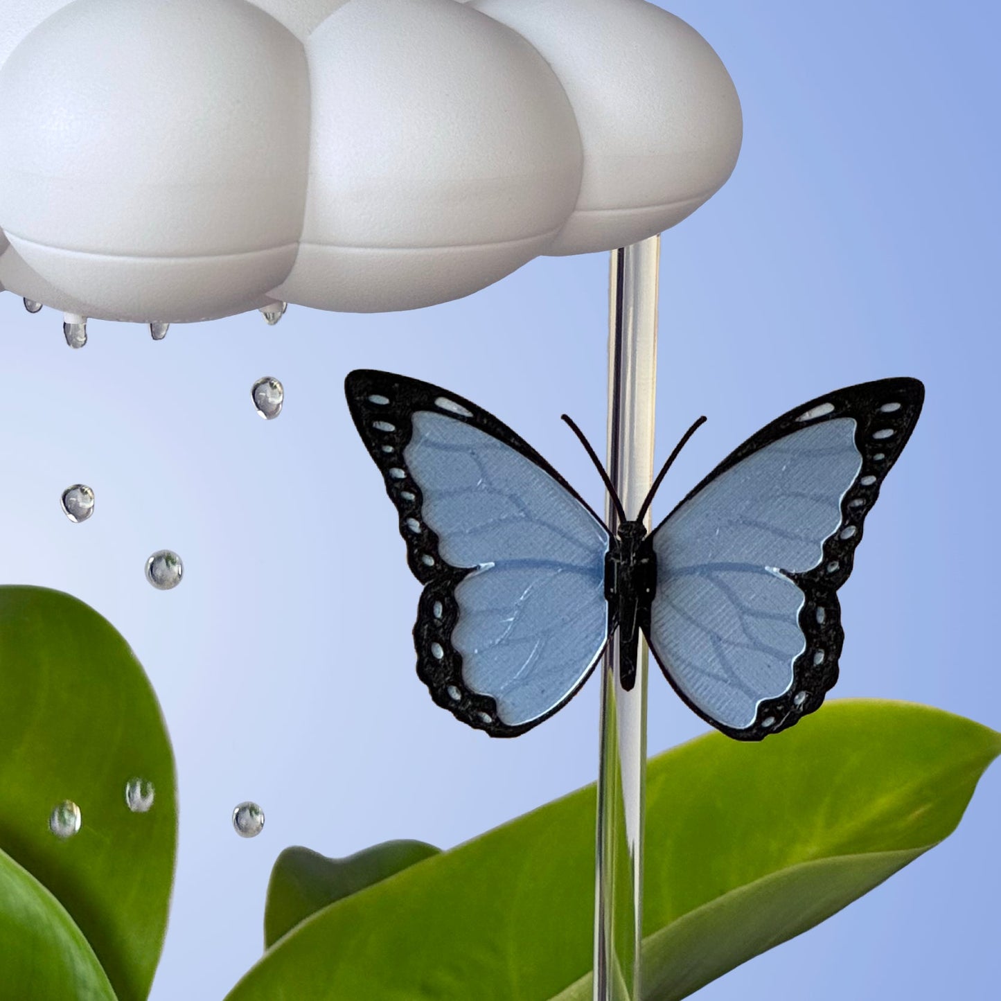 Original Dripping Rain Cloud with Blue Butterfly Charm