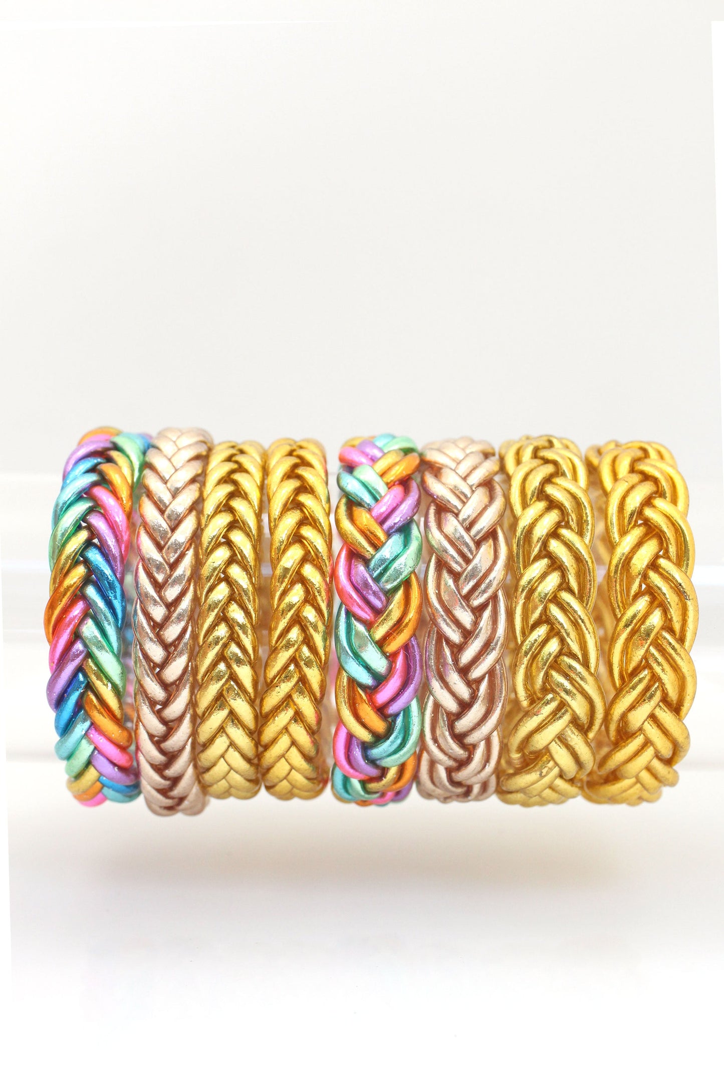 Braided Thai Buddhist Temple Bracelets, Rainbow or Gold, Mantra Bangle, Sizes Available