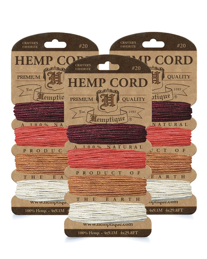 #20 (1mm) Hemp Cord 4-Color Card Value Packs