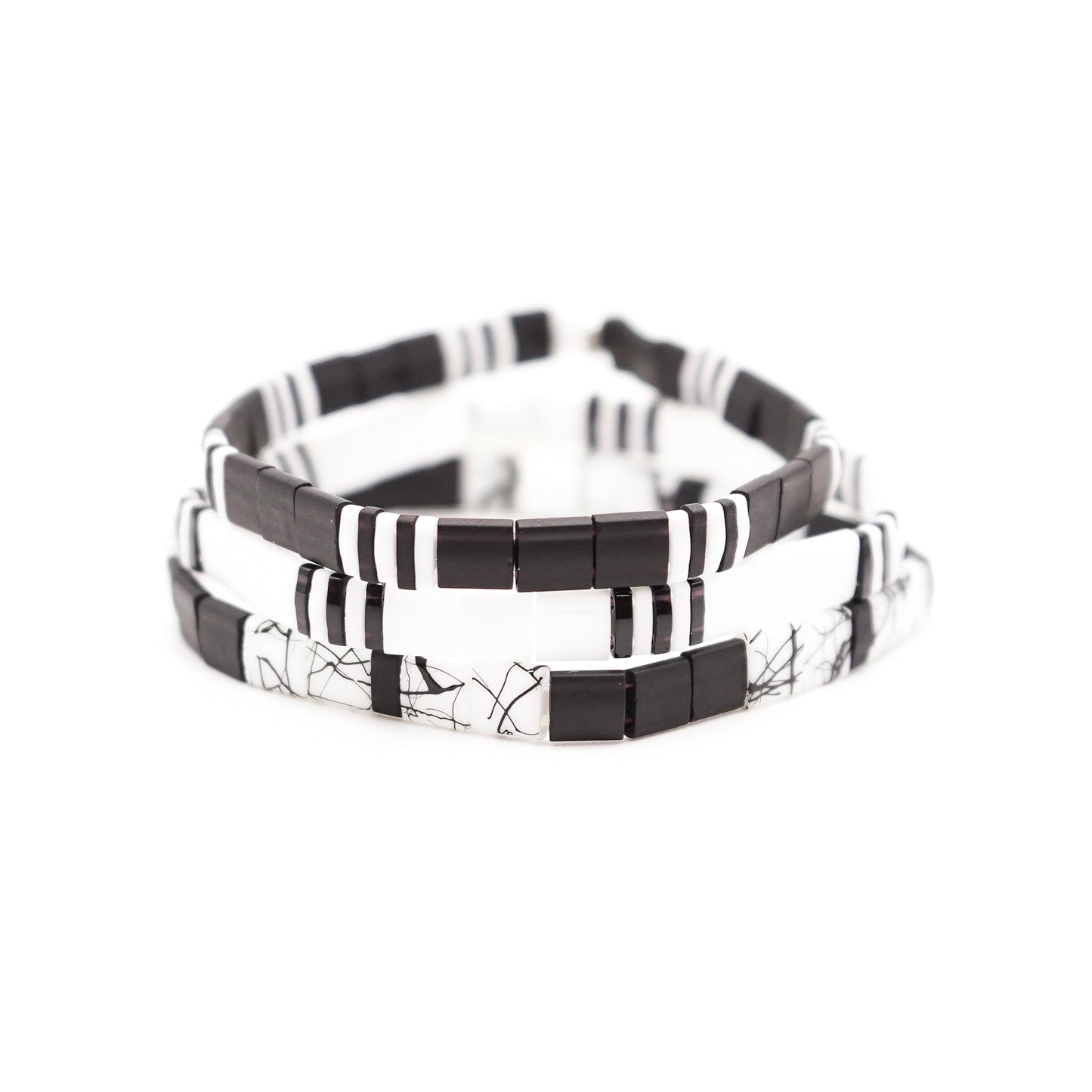 YING YANG  - Tila Bead Bracelet Stack