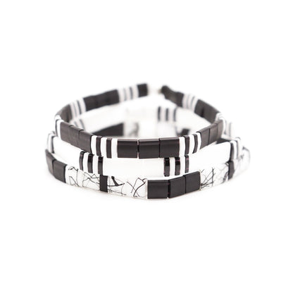 YING YANG  - Tila Bead Bracelet Stack