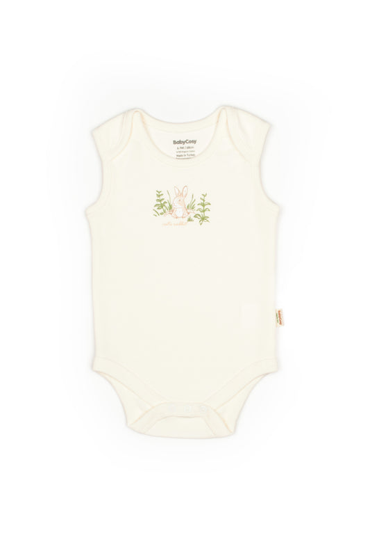Ecru Bunny Sleeveless Organic Bodysuit