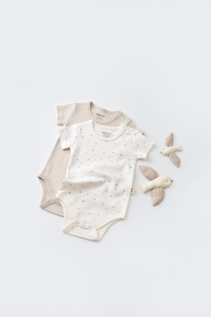 Cream Short Sleeve Organic Bodysuit