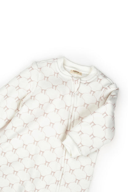 Blush Bow Organic Zip-Up Romper