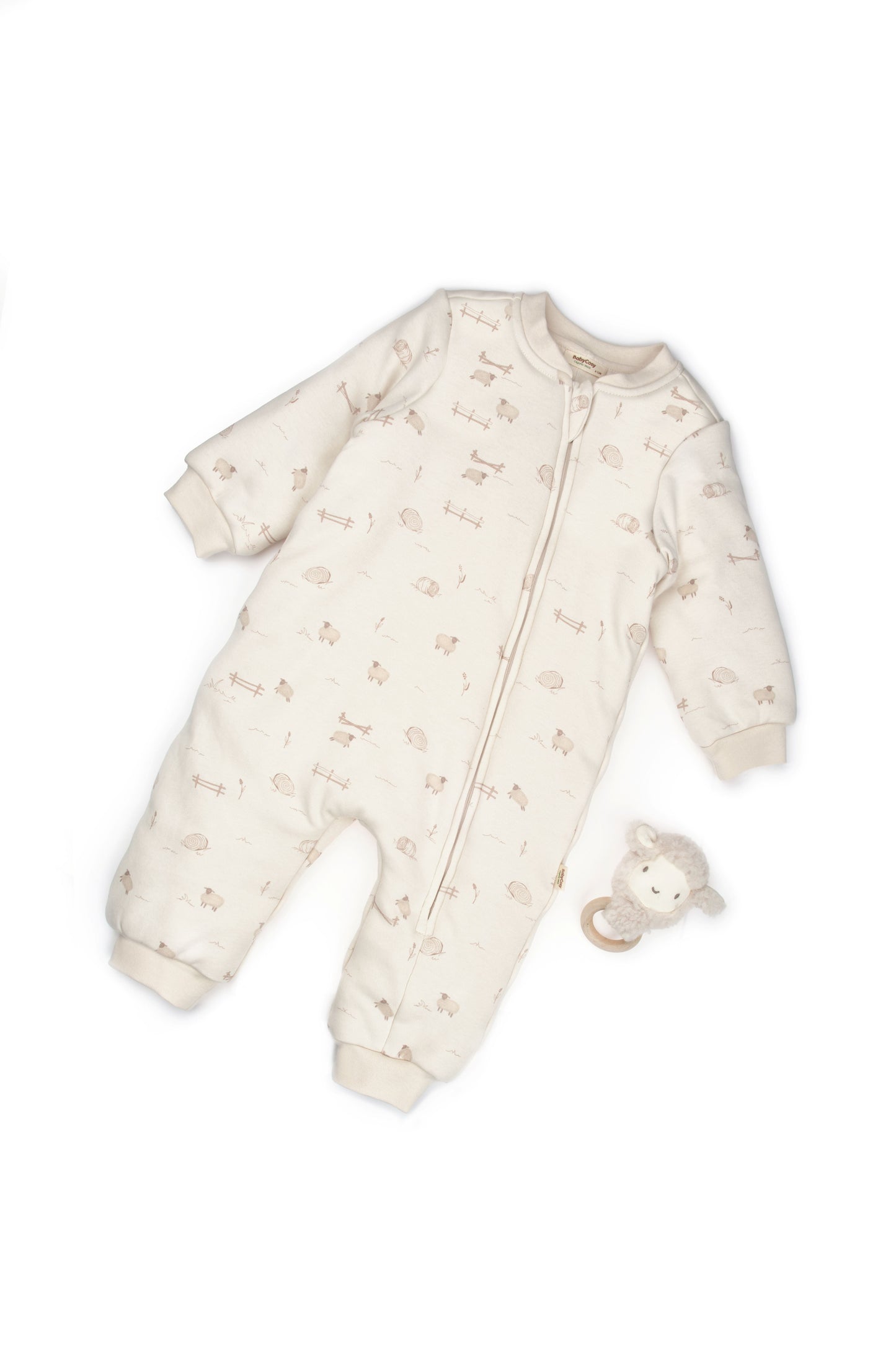 Little Lamb Zip-Up Organic Romper