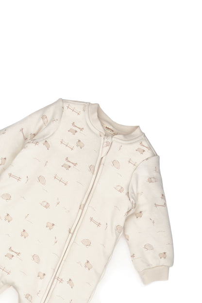 Little Lamb Zip-Up Organic Romper