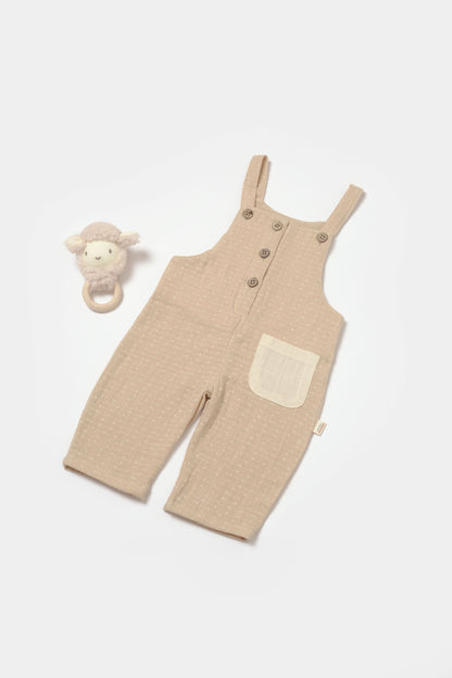 Beige Pocket Muslin Overalls