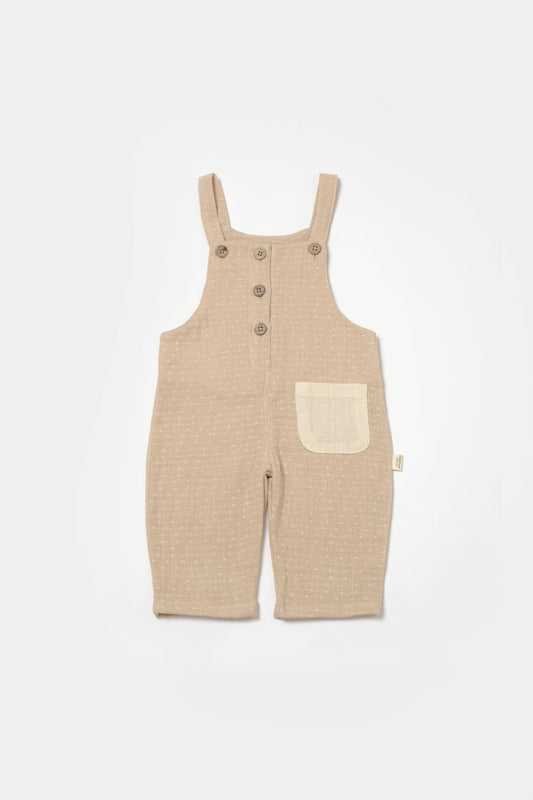 Beige Pocket Muslin Overalls