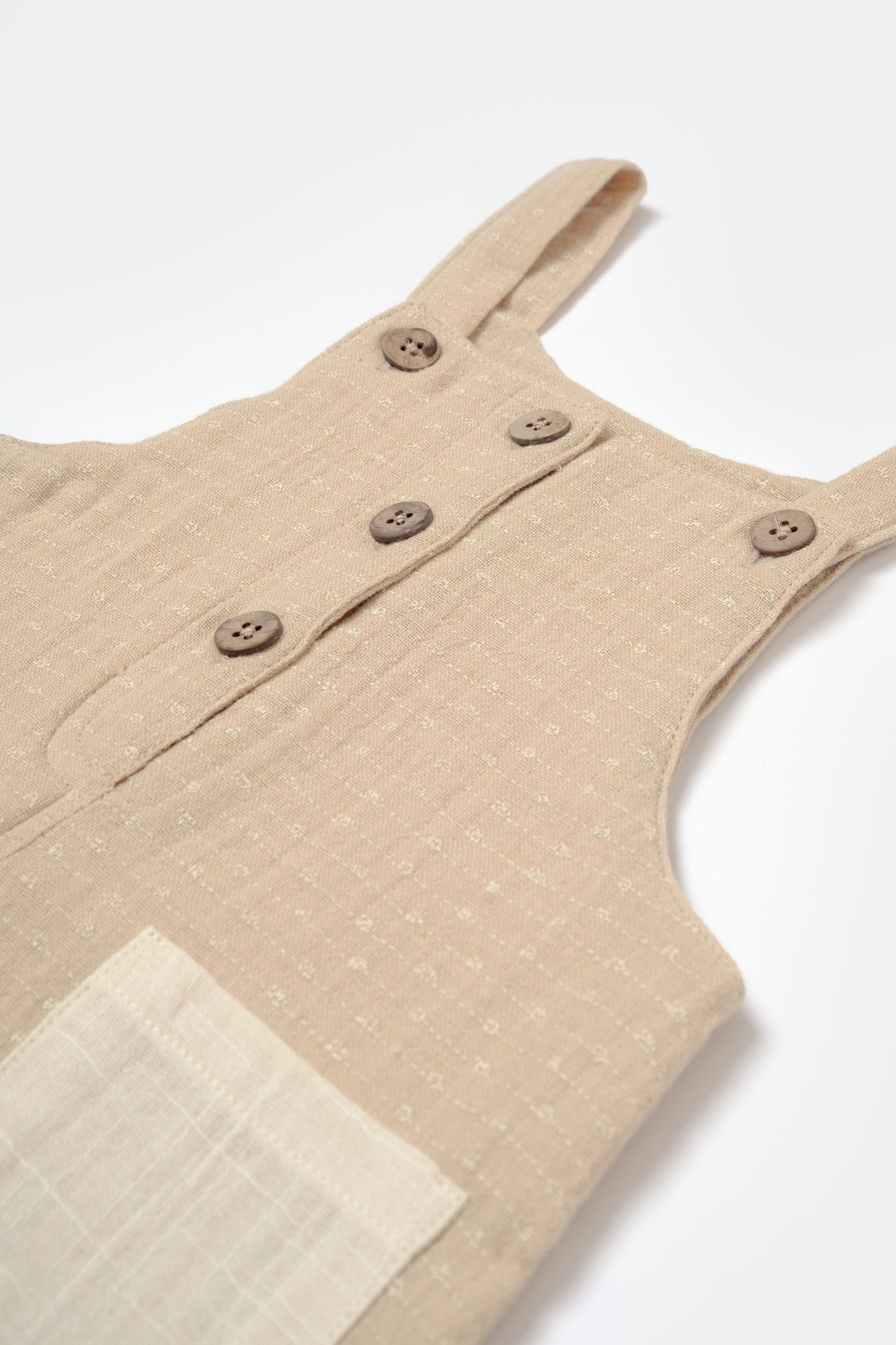 Beige Pocket Muslin Overalls
