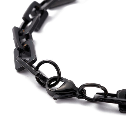 CURB CHECK BLACK - Men's Steel Bracelet