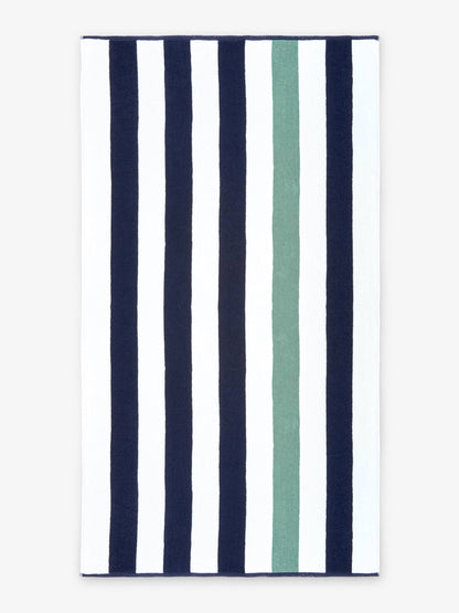 Midnight Blue & Seafoam Classic Cabana Beach Towel