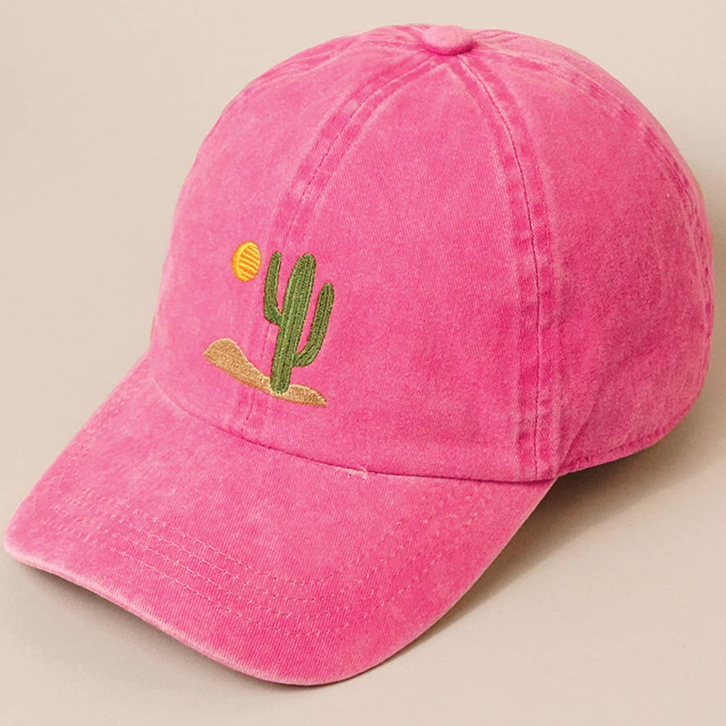 Cactus Embroidered Cotton Baseball Cap