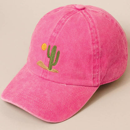 Cactus Embroidered Cotton Baseball Cap